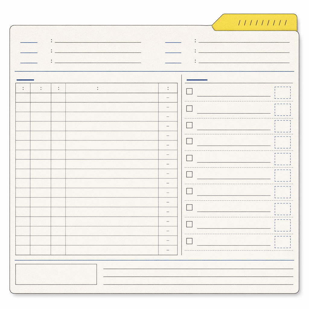 Preview of a household maintenance record card and photo checklist